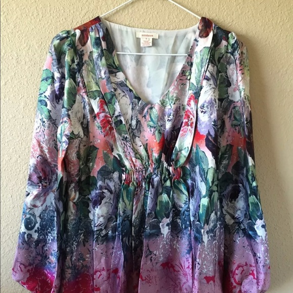 Sundance Tops - Sundance Catalog $138 M sugar plum garden blouse floral silk top long sleeve